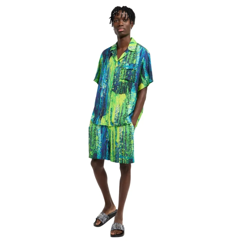 Abstract Drip-Print Short Sleeve Shirt