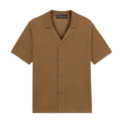 Bawełniano-lniana dzianinowa koszulka polo