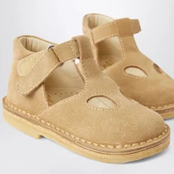 Beżowe Buty Flat z Zapięciem na Sprzączkę