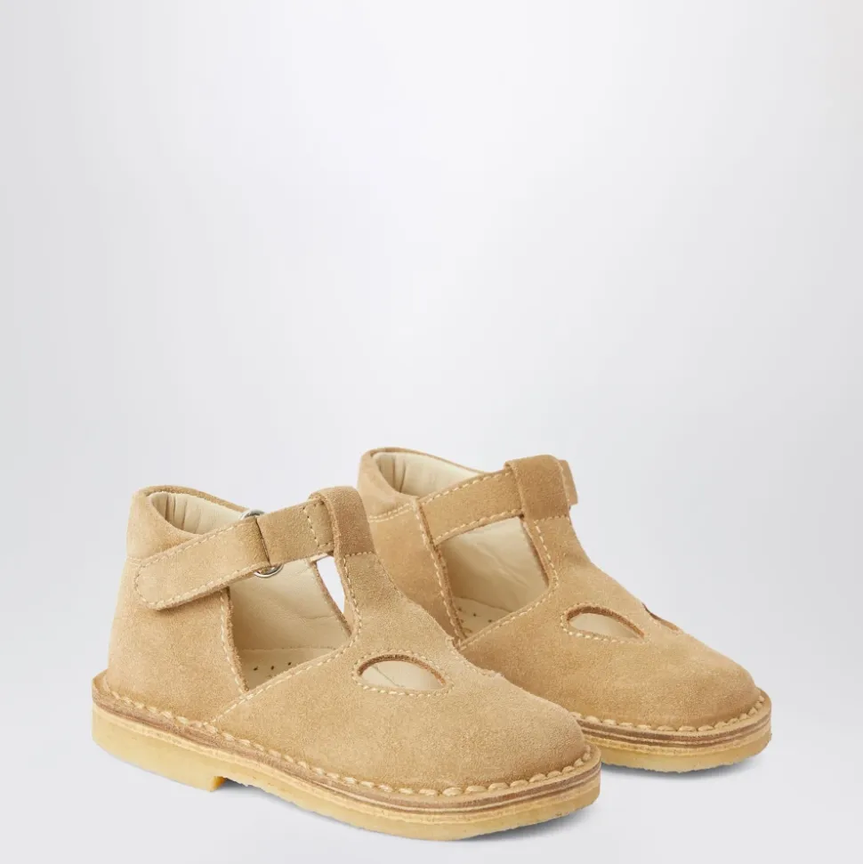 Beżowe Buty Flat z Zapięciem na Sprzączkę