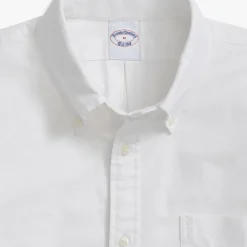 Biała Koszula Sportowa Oxford Regular Fit z Kołnierzykiem Polo