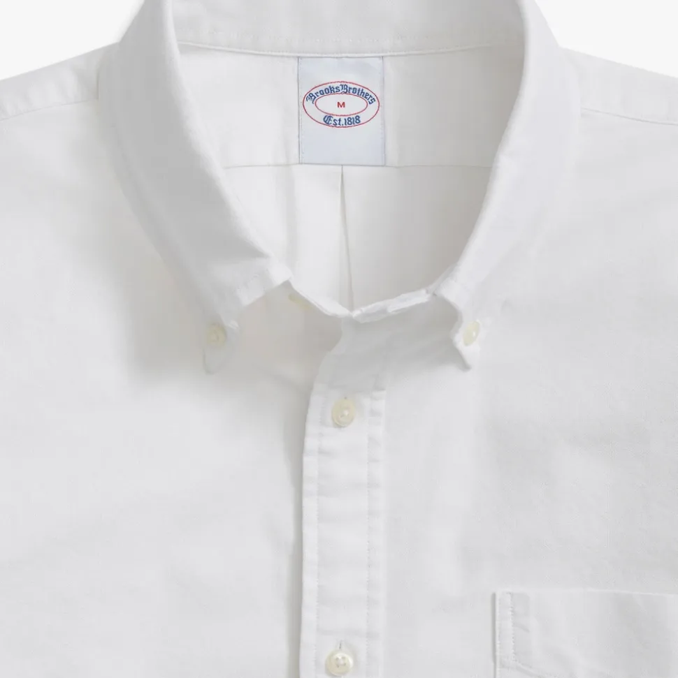 Biała Koszula Sportowa Oxford Regular Fit z Kołnierzykiem Polo