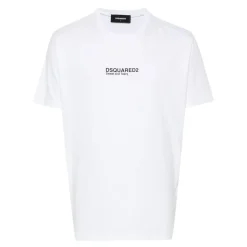 Biały T-shirt z dżerseju z nadrukiem logo