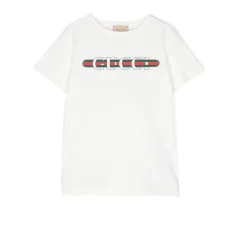 Biały T-shirt z logo i motywem Web z dżerseju