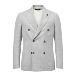 Blazer Doppiopetto in Misto Lana e Lino