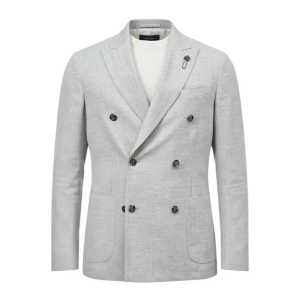 Blazer Doppiopetto in Misto Lana e Lino