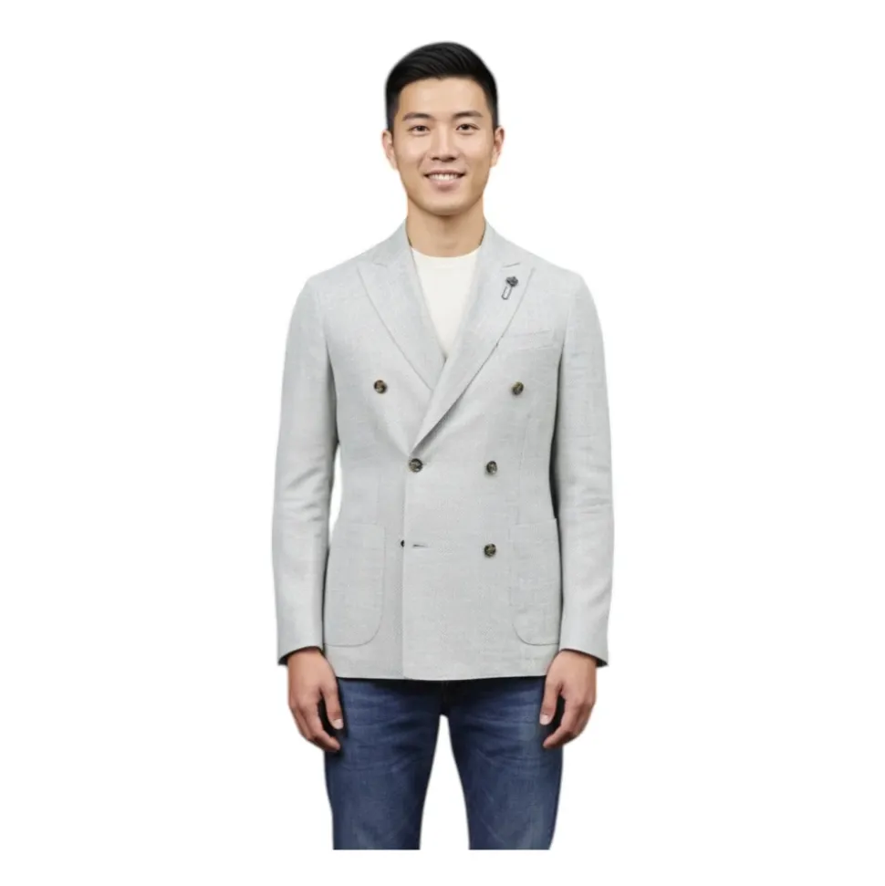 Blazer Doppiopetto in Misto Lana e Lino