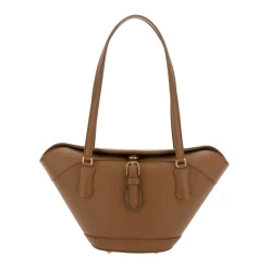 Brązowa skórzana torba na ramię z klamrą