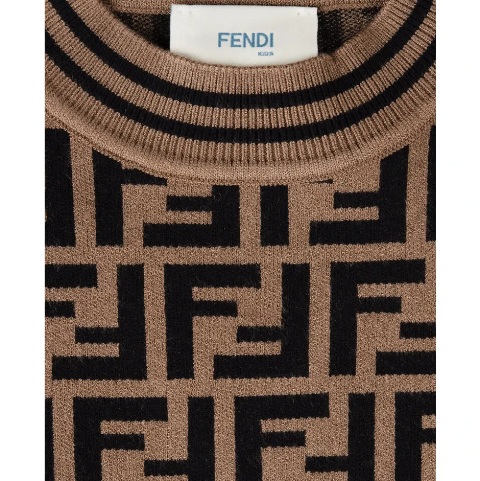 Brązowy Sweter Dziewczynek z Logo