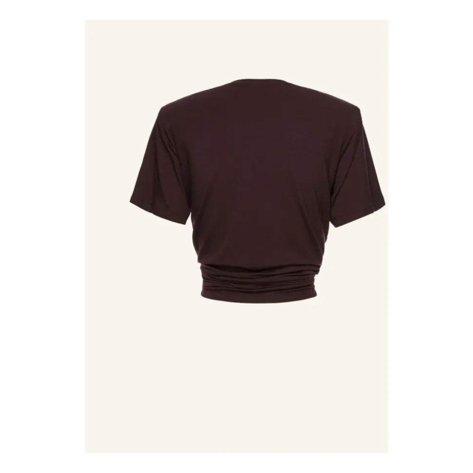 Brązowy T-shirt z elastanem