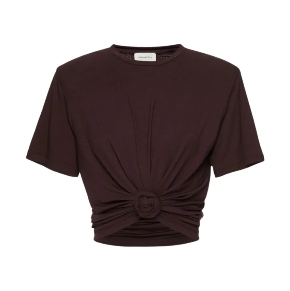 Brązowy T-shirt z elastanem