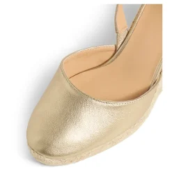 Carissa metaliczne espadryle z otwartym piętą i koturnem 9 cm.