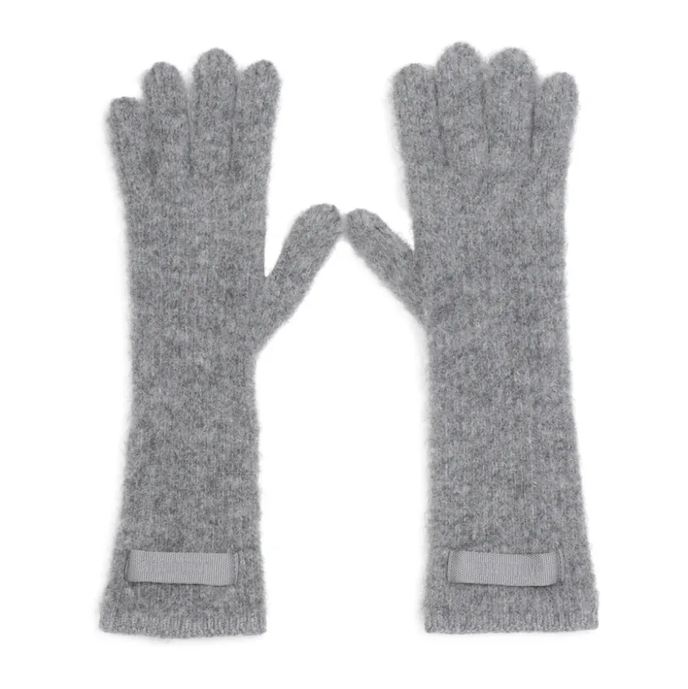 Ciemnoszare Rękawiczki Les Gants Gros Grain z Wełny Alpaki