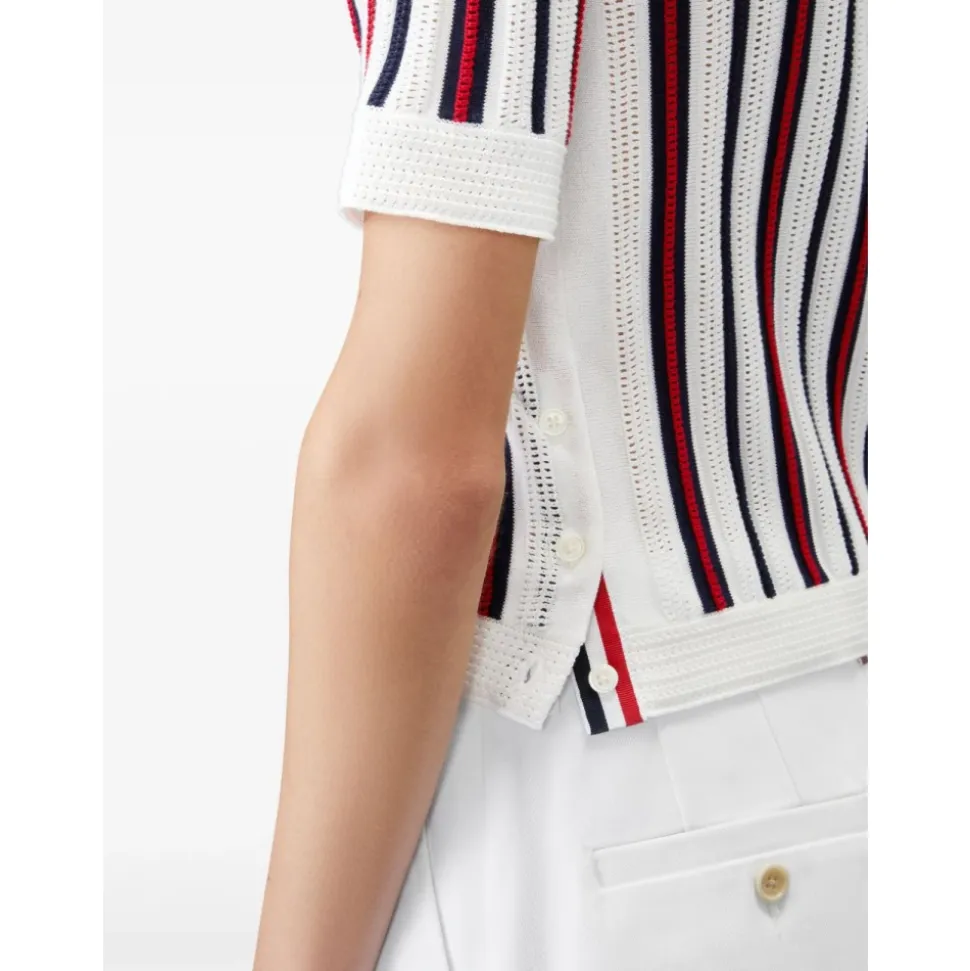 Crochet Stitch RWB Stripe Polo