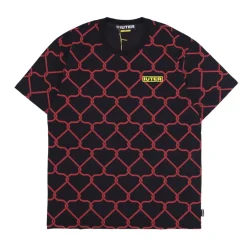 Czarna Net Tee Krótki Rękaw T-shirt