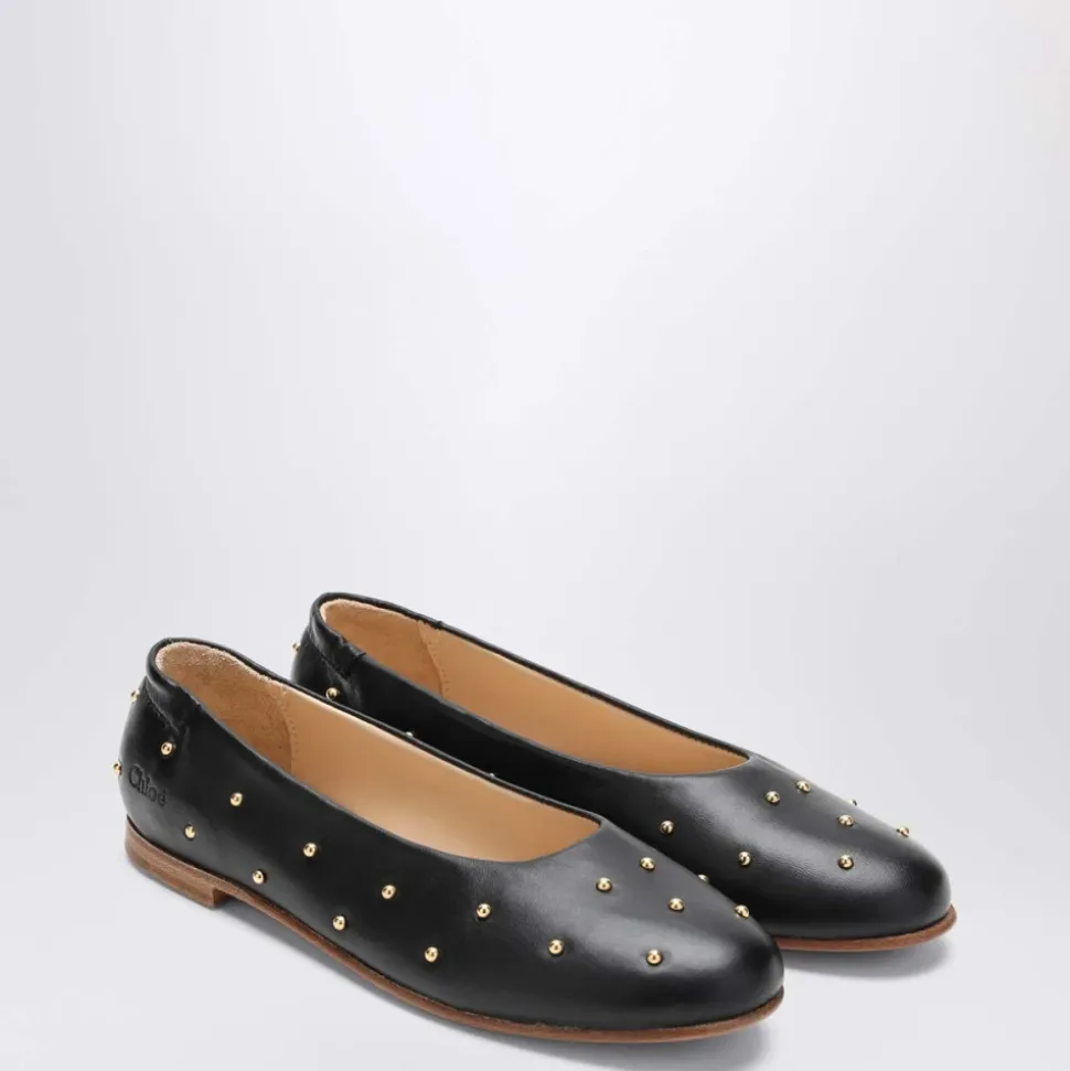 Czarne Baletki Buty Płaskie