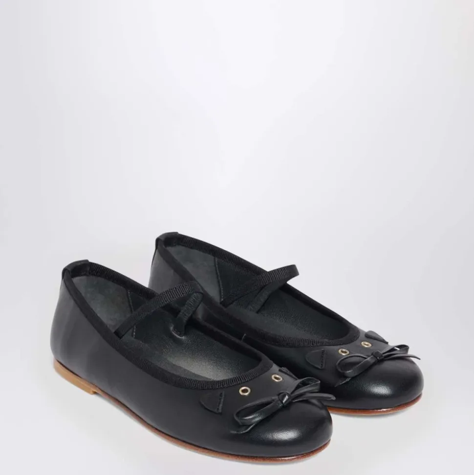 Czarne Baletki Buty Płaskie