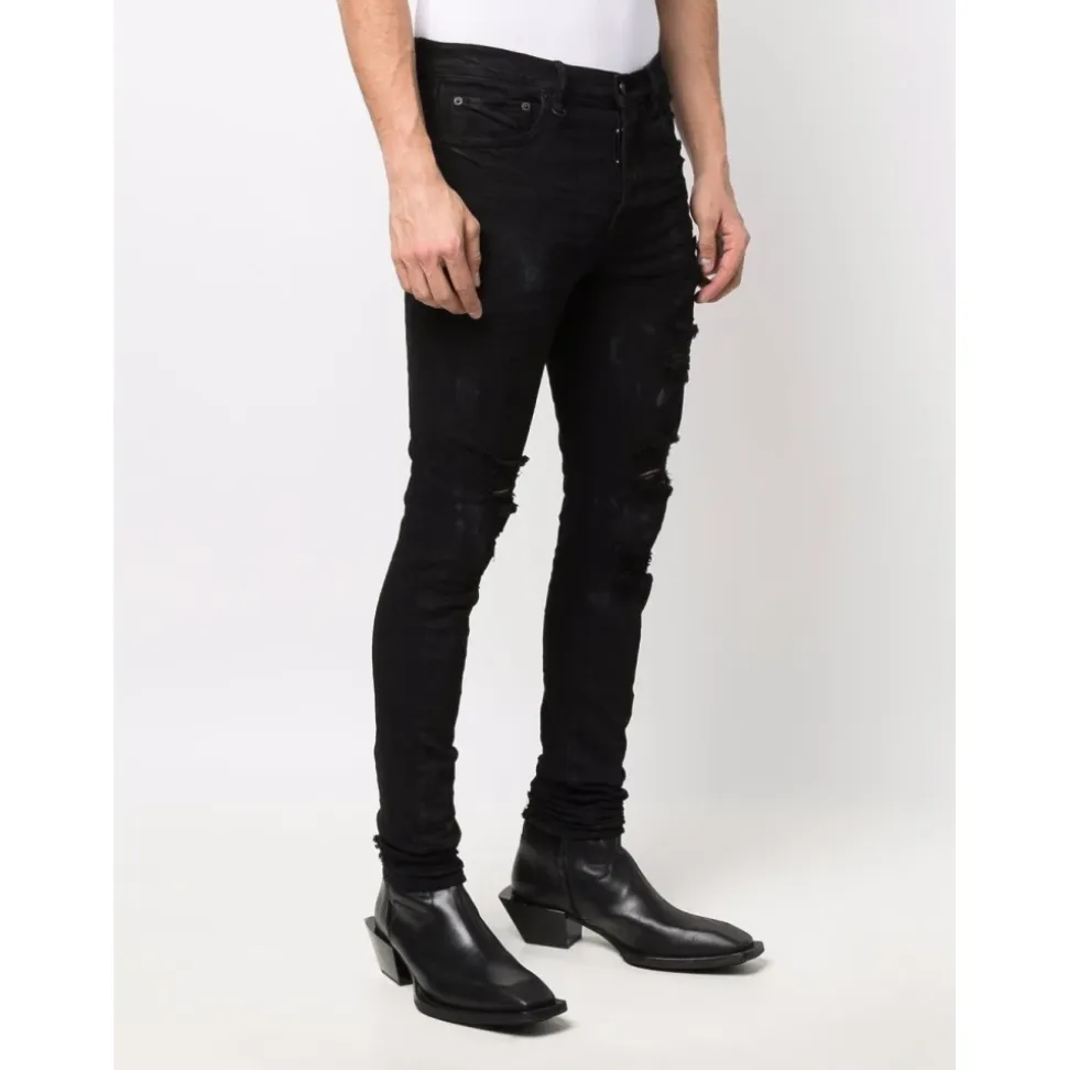 Czarne Dżinsy Skinny dla Mężczyzn