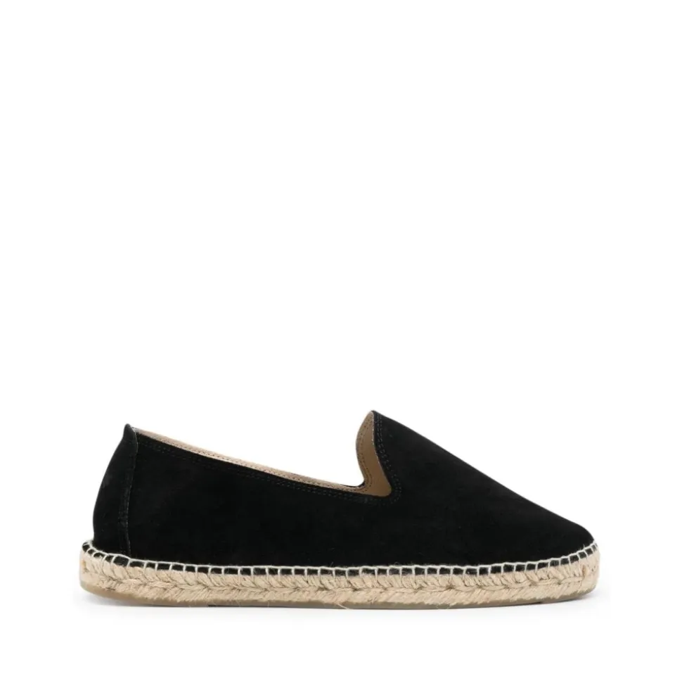 Czarne Espadryle Zamszowe Slip-On Buty