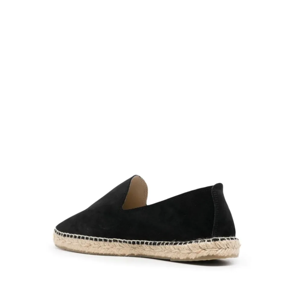 Czarne Espadryle Zamszowe Slip-On Buty