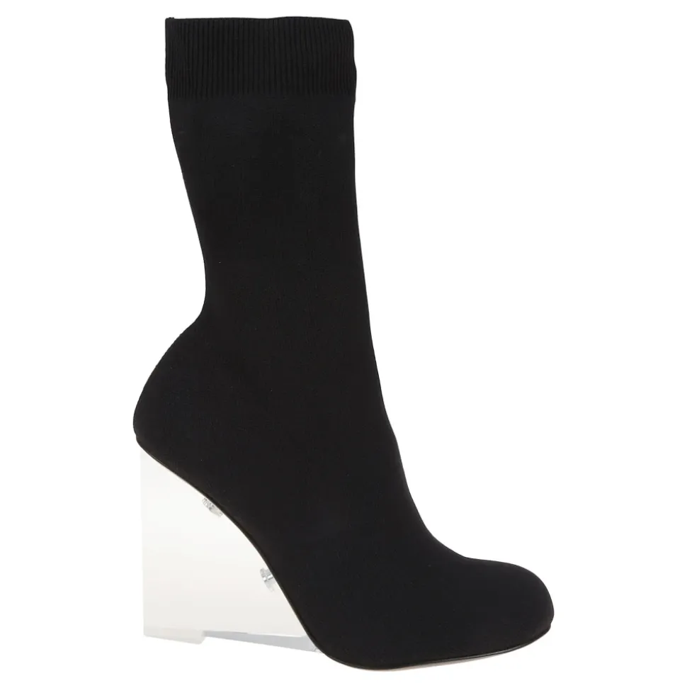 Czarne H.Boot Tkanina i Skóra Wedges