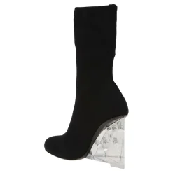 Czarne H.Boot Tkanina i Skóra Wedges