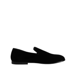 Czarne Loafer Slip-On z Aksamitu
