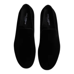 Czarne Loafer Slip-On z Aksamitu