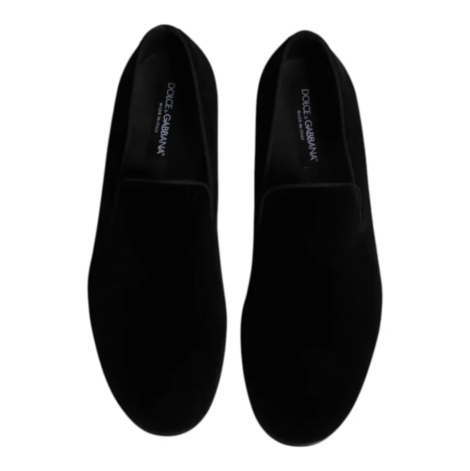 Czarne Loafer Slip-On z Aksamitu