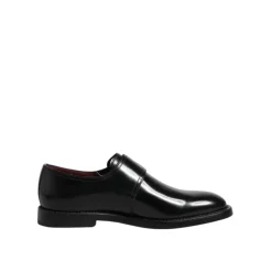 Czarne Skórzane Buty Monk Strap Derby