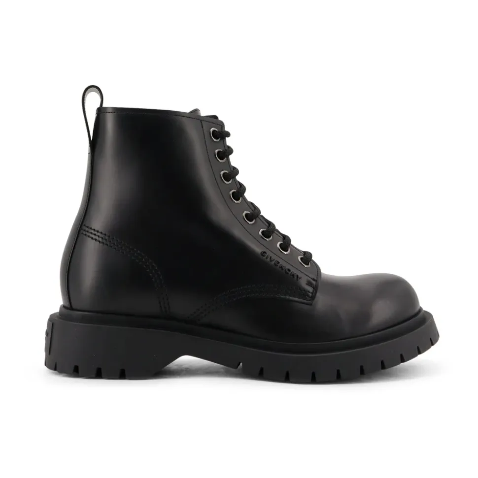 Czarne Skórzane Buty Włochy