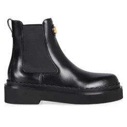 Czarne Skórzane Chelsea Boots Elastyczne Wstawki
