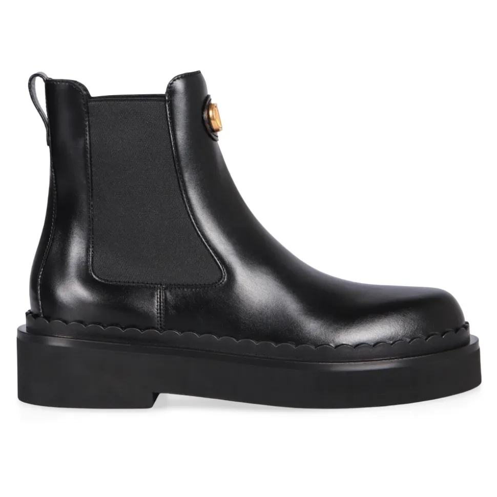 Czarne Skórzane Chelsea Boots Elastyczne Wstawki