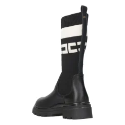 Czarne Skórzane Wysokie Legginsy