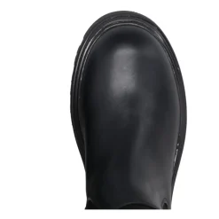 Czarne Skórzane Wysokie Legginsy