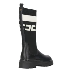 Czarne Skórzane Wysokie Legginsy
