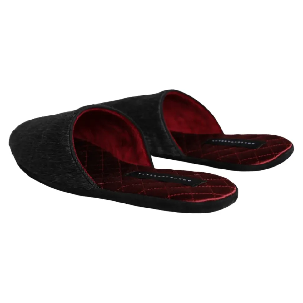 Czarne sztuczne futerko slip on buty