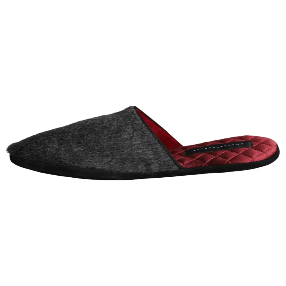 Czarne sztuczne futerko slip on buty