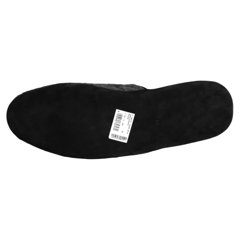 Czarne sztuczne futerko slip on buty