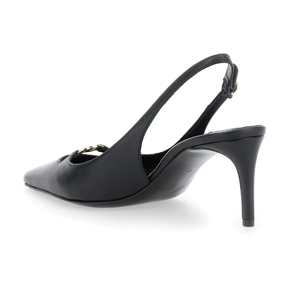 Czarny Obcas Slingback Lucido Styl