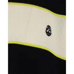 Czarny Sweter z Polo w Paski