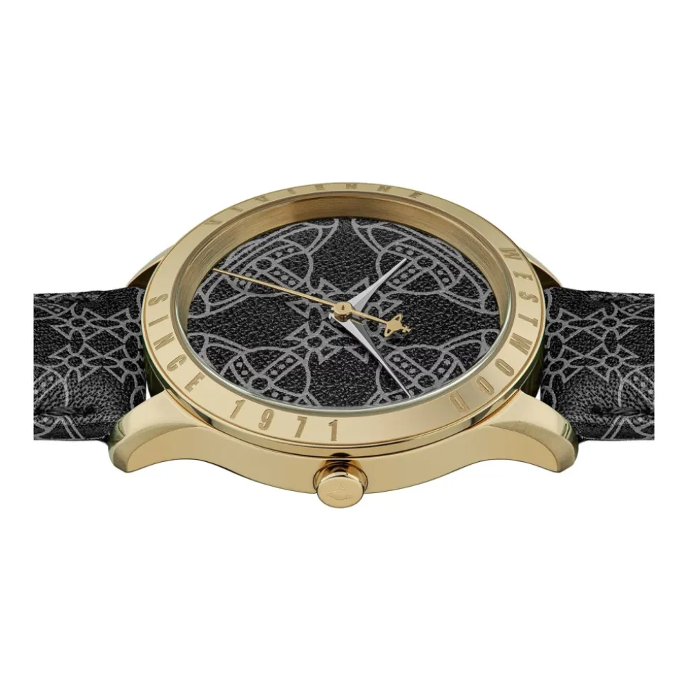 Czarny Zegarek Kwarcowy z Logo ze Stali Nierdzewnej