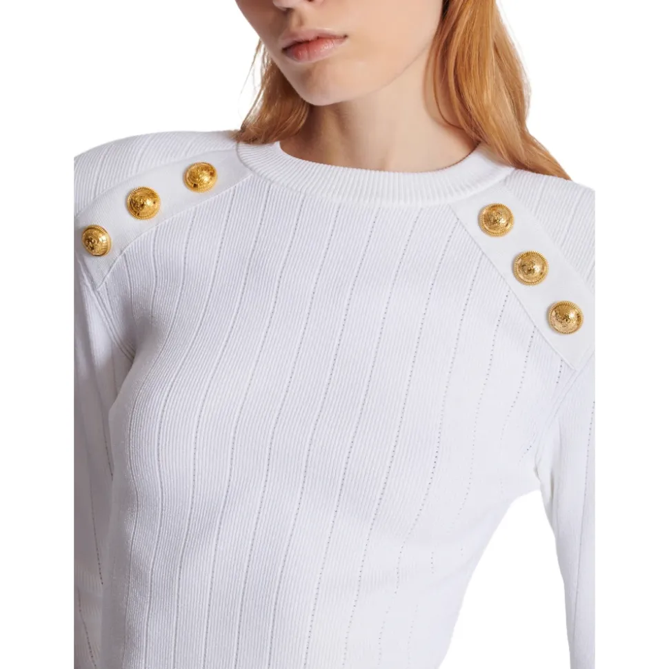 Dzianinowy sweter z detalami z guzików