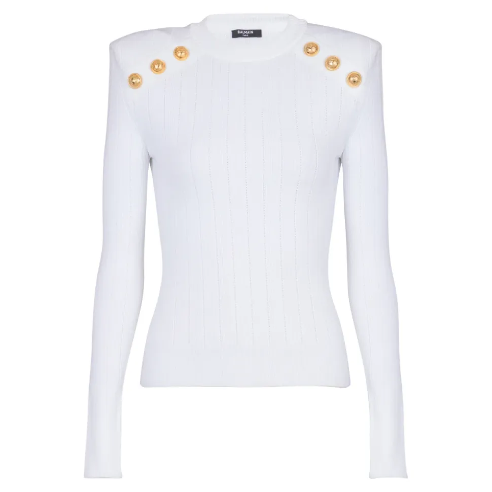 Dzianinowy sweter z detalami z guzików