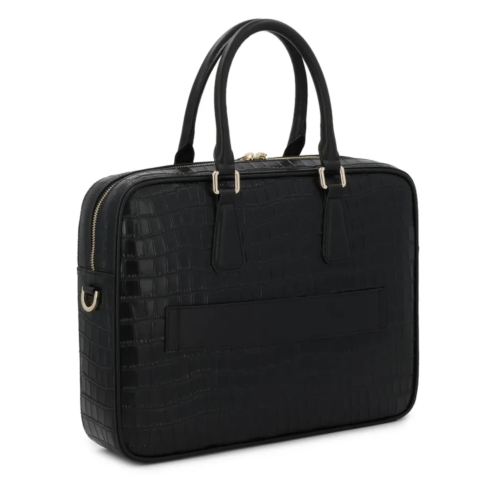 Elegancka tłoczona torba na laptopa z skóry