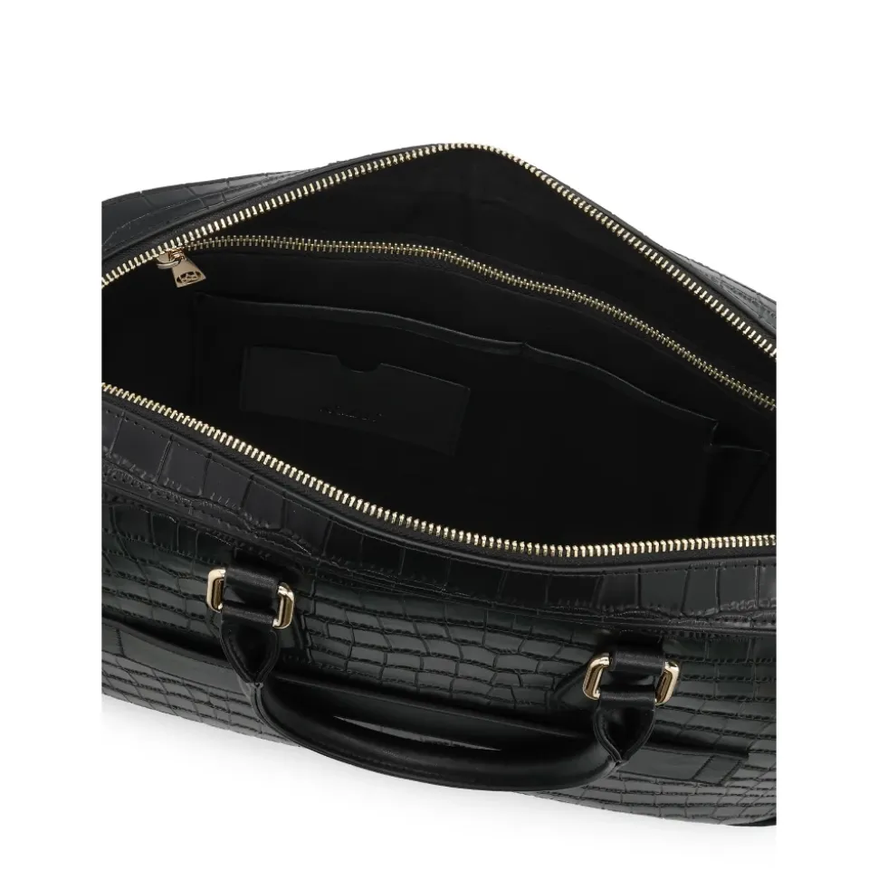 Elegancka tłoczona torba na laptopa z skóry