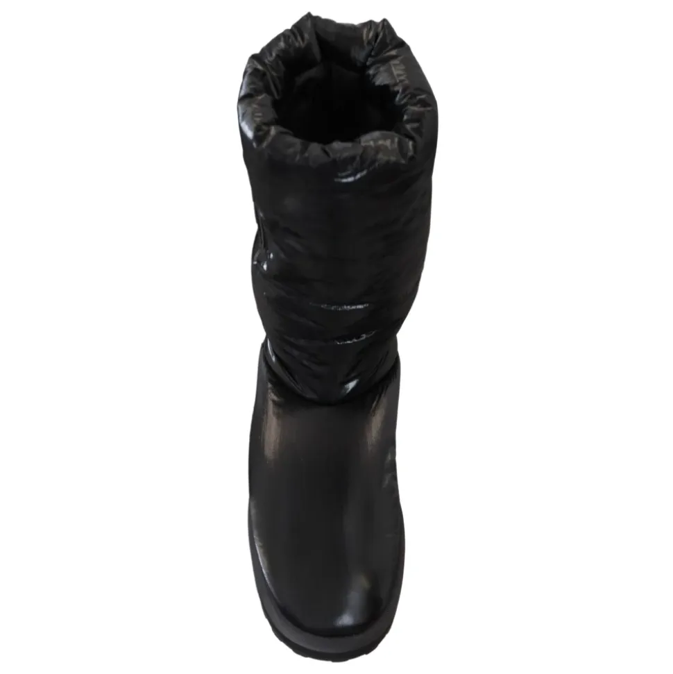 Eleganckie Średnie Buty w Czarnym Poliestrze