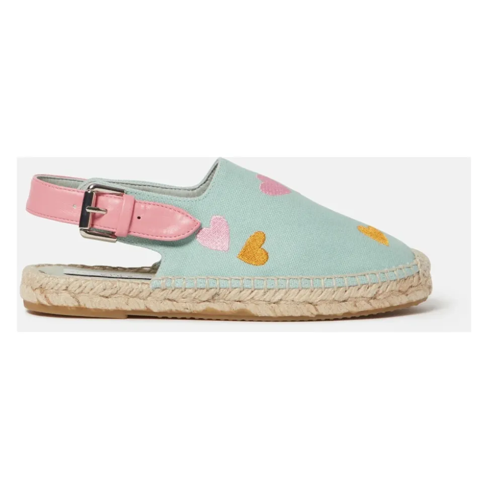Espadryle z tkaniny z haftowanym sercem