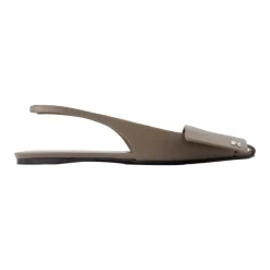 Fold Leather Slingback Ballerinas