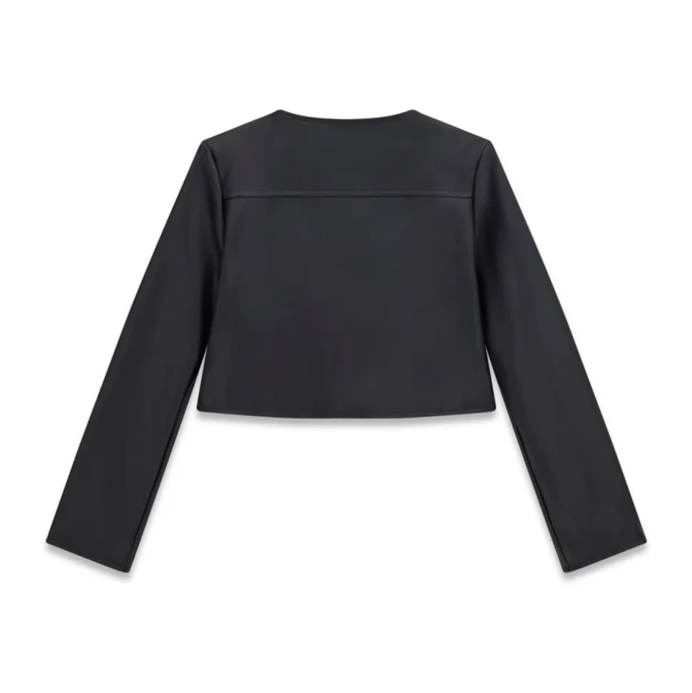 Giacca similpelle cropped